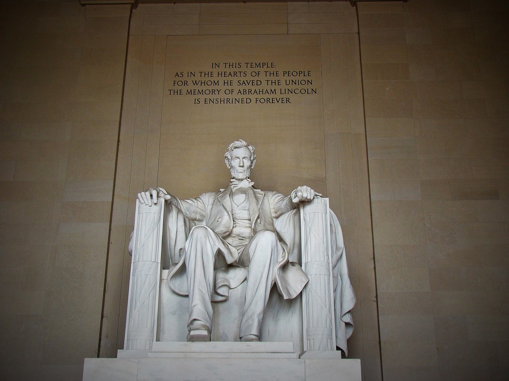 A statue of Abraham Lincoln in Lincoln Memorial, Washington D.C.