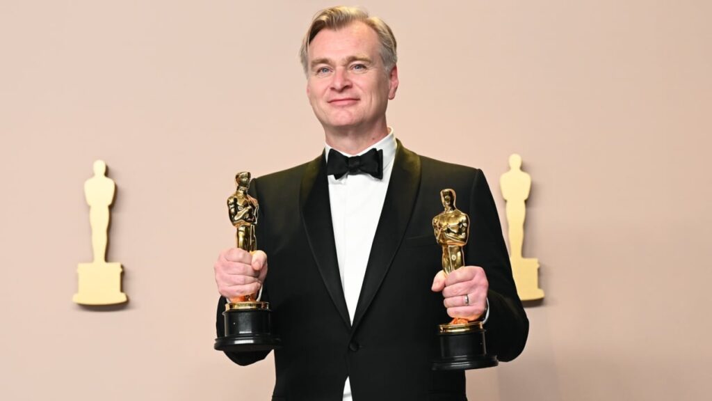 Christopher Nolan after winning the best director oscar